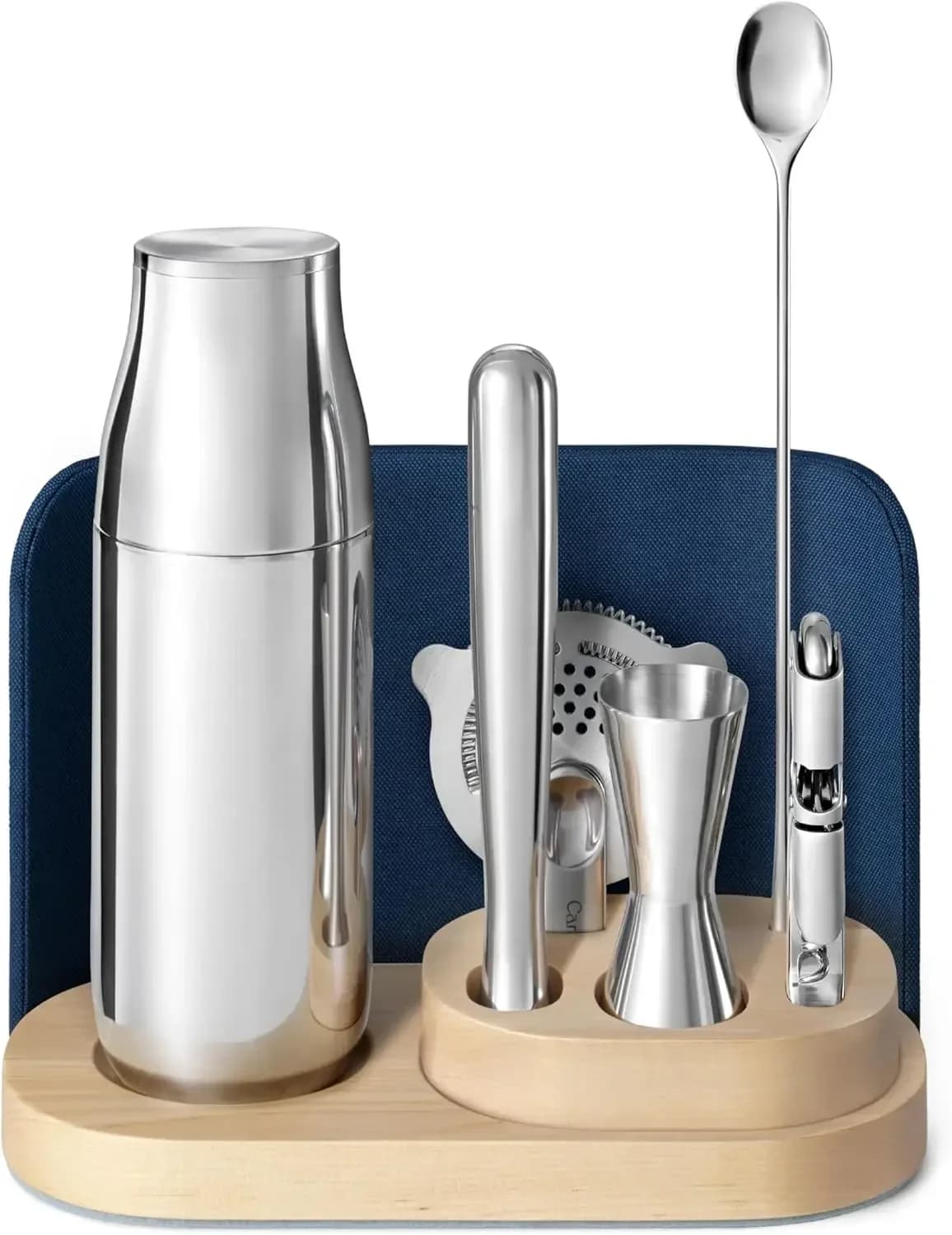 9 Piece Bar Set Bartender Tools Home Bar Accessories Cocktail Shaker Jigger Muddler Wine Key Strainer Bar Spoon Storage Organize