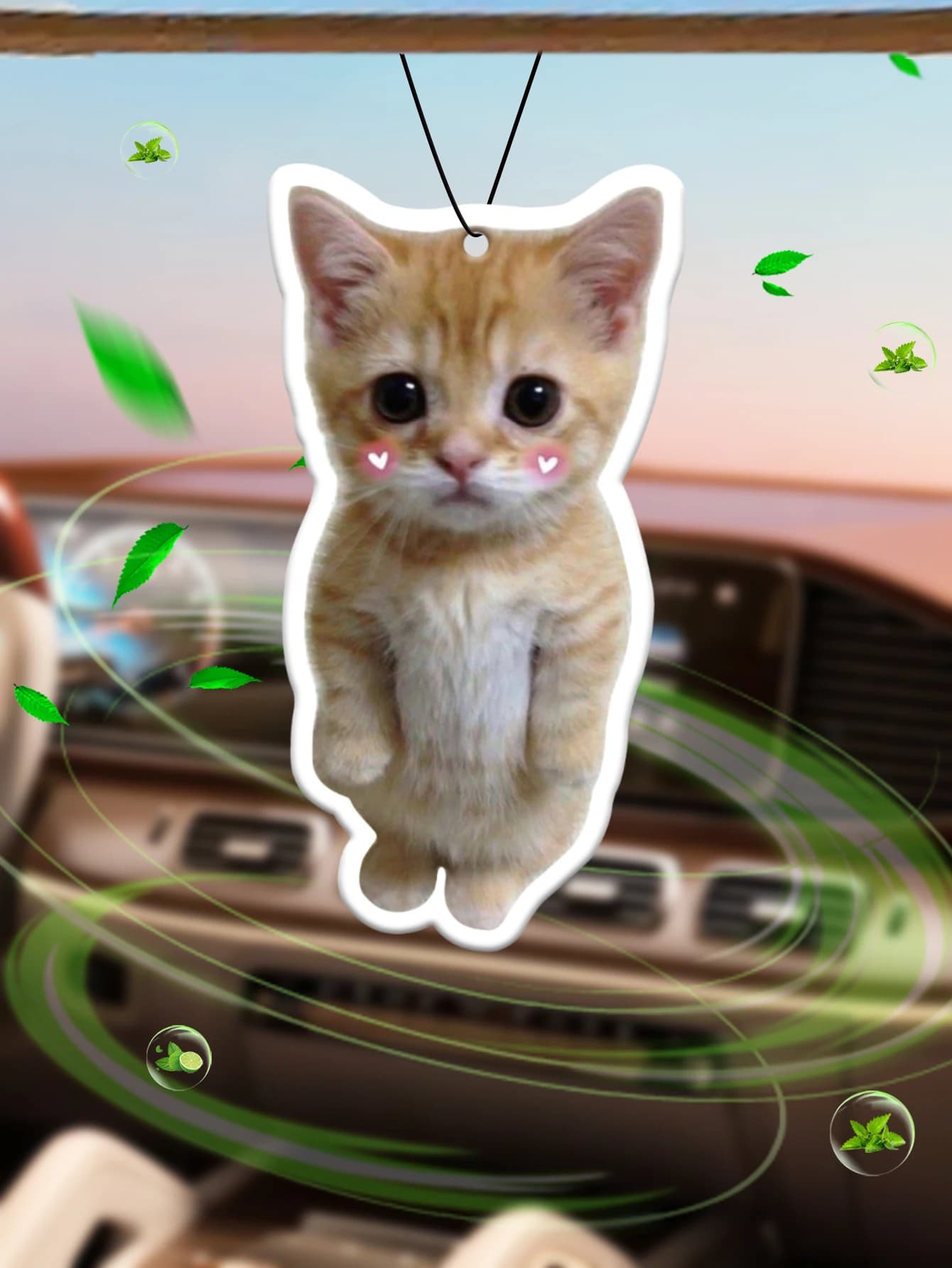 Rearview mirror decoration for cute cats - Deodorant for car - Fragrance for fresh and pleasant car, ideal gift, perfume diffuser for car, car fragrance diffuser, cartoon design