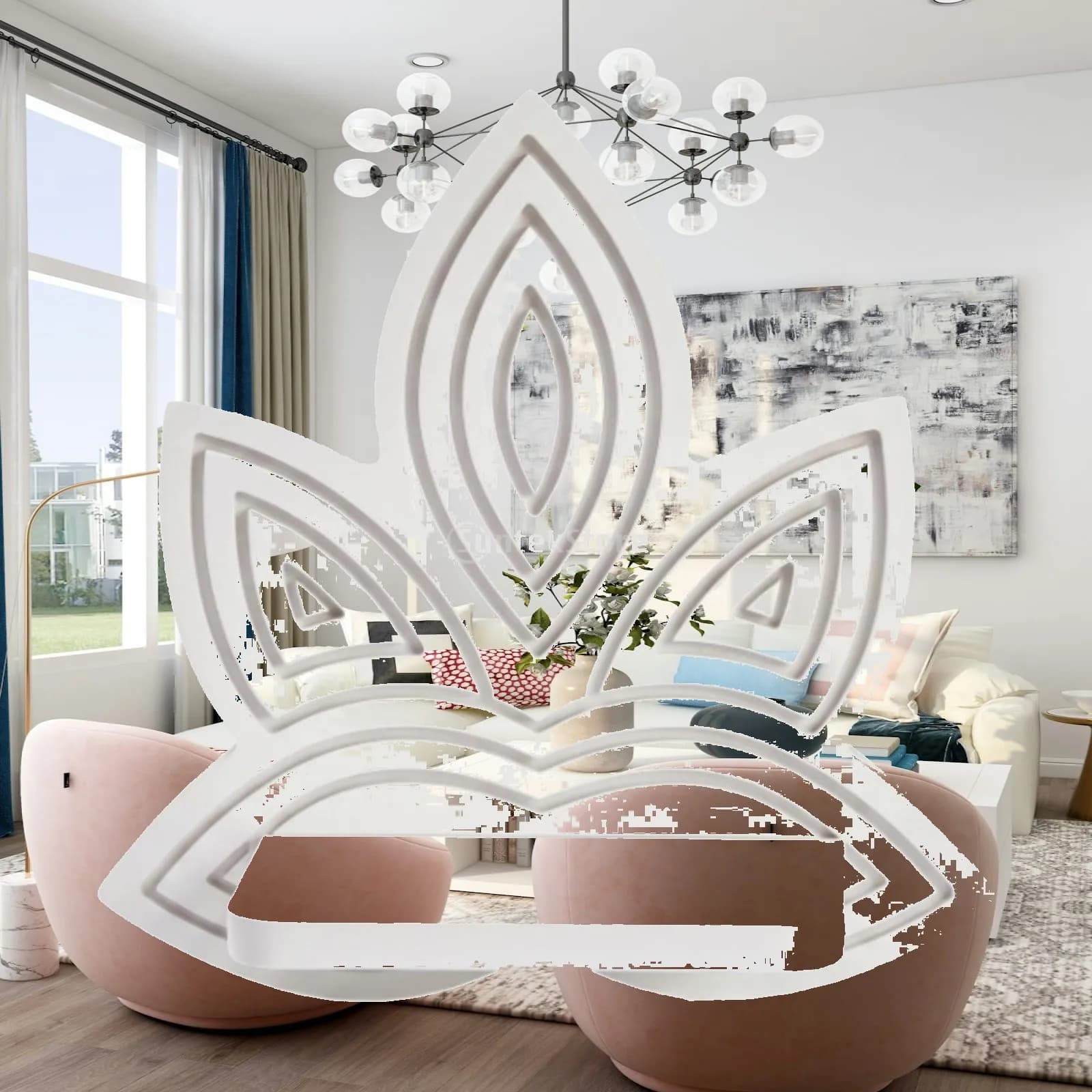 Lotus Shaped Wall Shelf, Easy Installation, Wood Floating Shelf Hanging Rack Home Decor for Farmhouse Living Room Home Candles