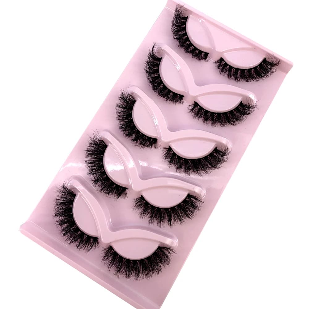 Ciglia finte Cat Eye Occhio sottile allungato Ciglia di visone spesse Soffici ciglia finte naturali corte 5 paia Multipackack