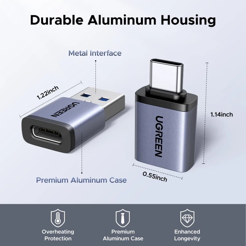 UGREEN Adattatore OTG USB 3.1 Convertitori cavo USB A maschio a USB C femmina Confezione da 2/4 per MacBook Samsung S10 Huawei USB a tipo-c OTG