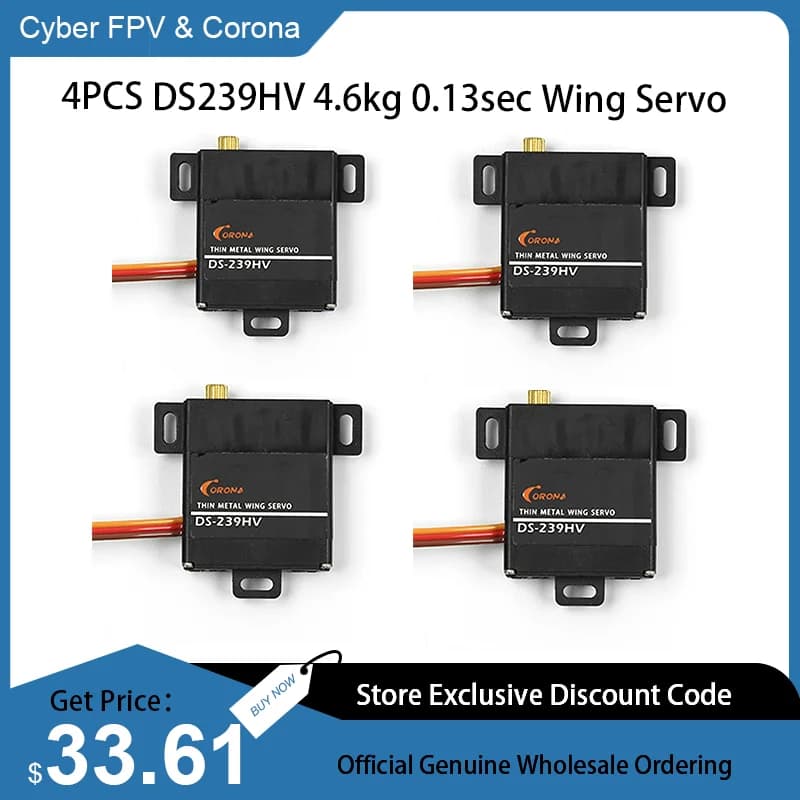 4 Pezzi Corona DS239HV Servomotore Digitale con Ingranaggi in Metallo 6.0V/7.4V per Aeromodelli RC, Elicotteri, Alianti, Auto a Ala Fissa