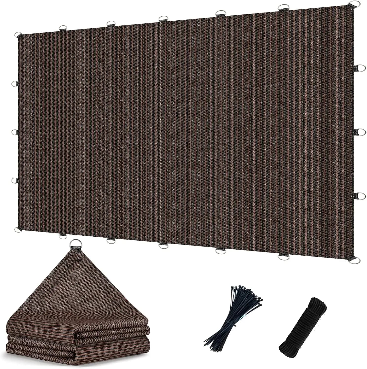 Telo Ombreggiante Anti-UV al 90% 3x9m con Anelli a D, Tessuto HDPE Traspirante per Patio, Giardino, Terrazza, Pergola (Moka)