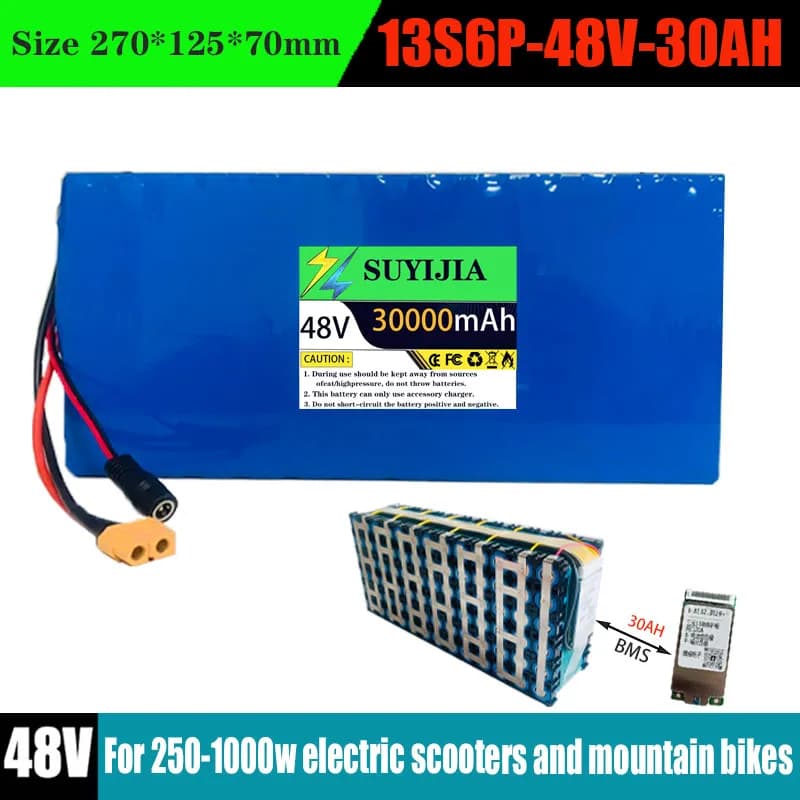 Batteria al litio 48V 13S6P 30Ah 100% nuova batteria originale per scooter elettrico Citycoco da 30Ah con BMS 20A integrato + caricabatterie
