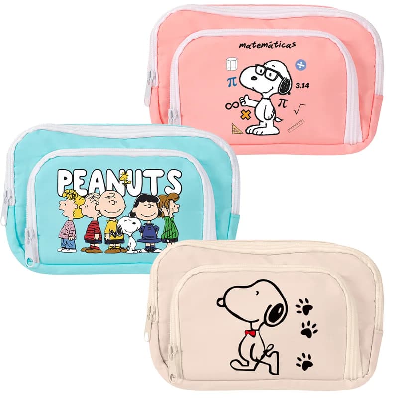 Snoopies 3 Layers Pencil Box Student Printing Large Capacity Pen Case Portable Storage Bag Cute Holder Pouch Anime Durable Pouch
