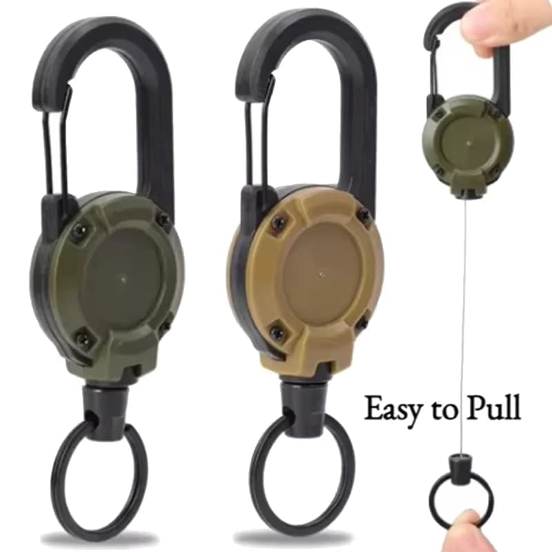 2Pcs Outdoor Retractable Key Chains Anti-theft Metal Easy-to-pull Buckle Rope Elastic Keychain Sporty Retractable Key Ring