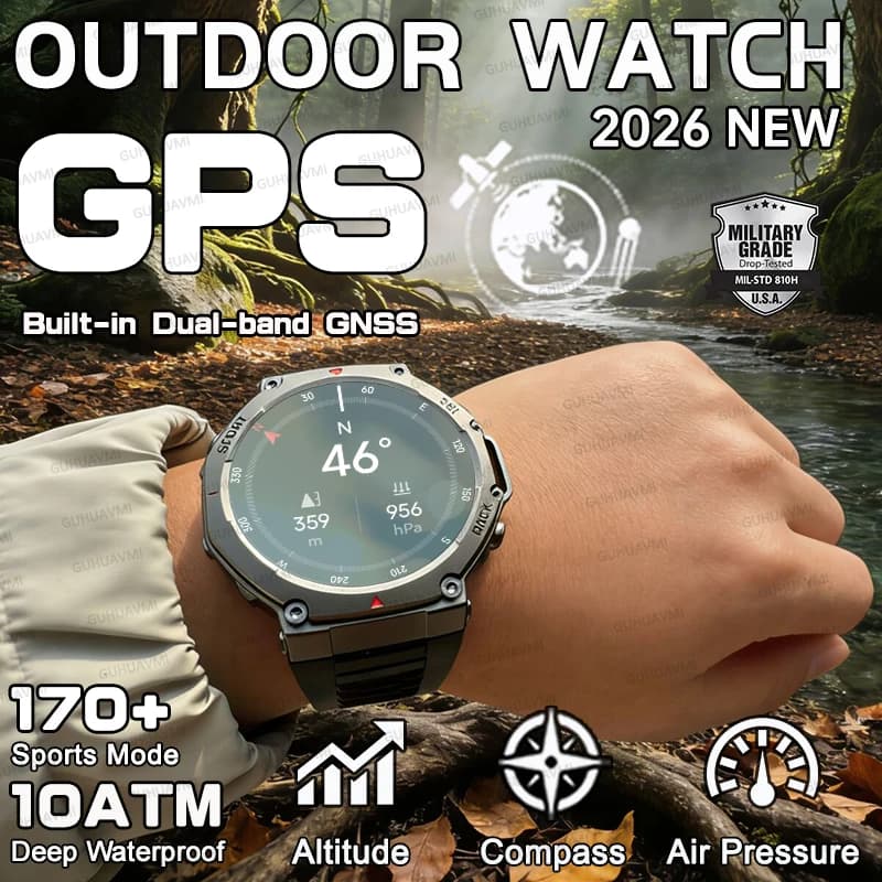 Smartwatch GPS Militare Edizione Globale con Mappa Offline Integrata, Bussola, Altimetro Barometrico, Impermeabile 10ATM, Orologio Sportivo
