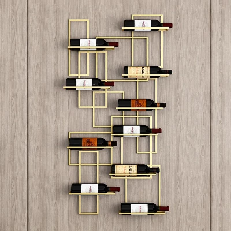 Portabottiglie da parete in stile europeo, decorativo, in finto metallo dorato, in vetro, salvaspazio, per bar domestico