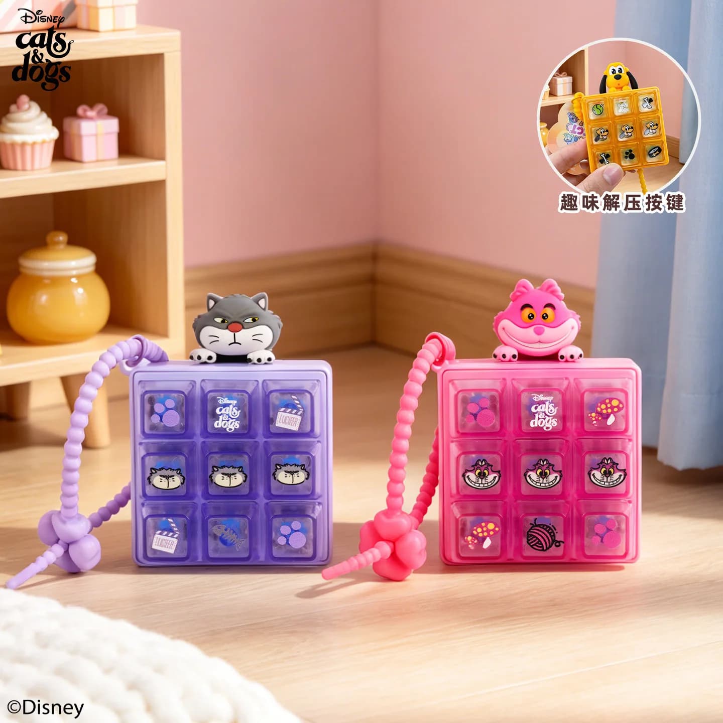Original Genuine Cats Dogs 26 Keys Mechanical Keyboard Keychain Fidget Press Toy Bag Pendant