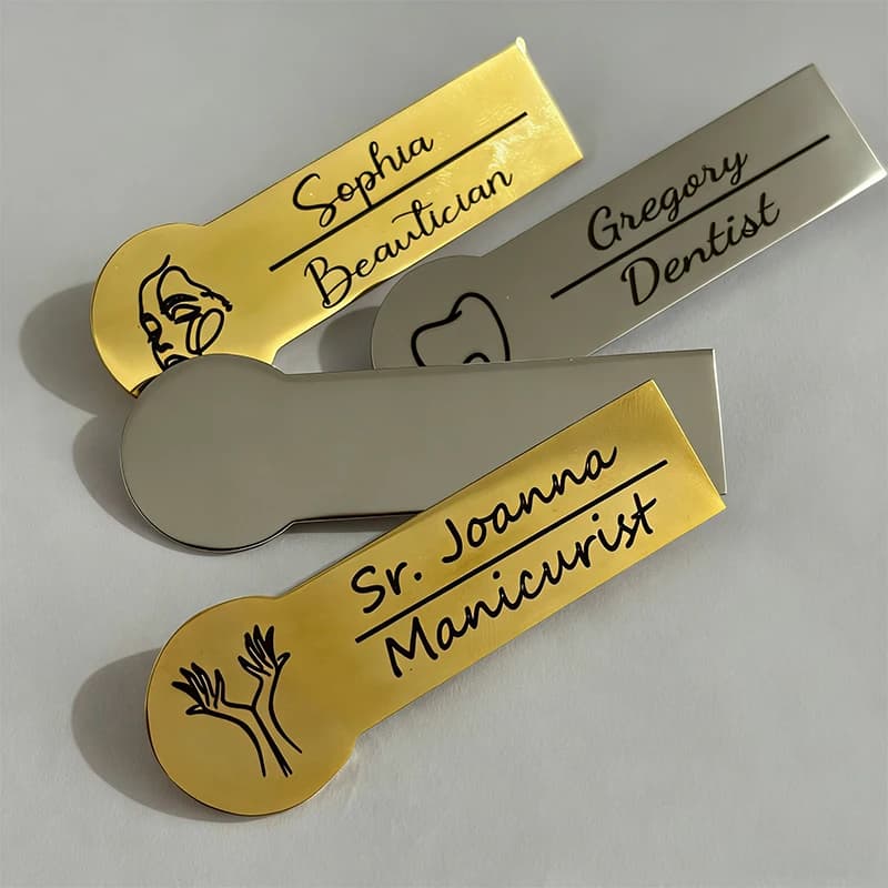 New Custom Stainless Steel Distinctive With Laser Engraving, Logo, Name, Text, Spilla, Kawaii Distinctive, Custom Label with Text Motive for Result