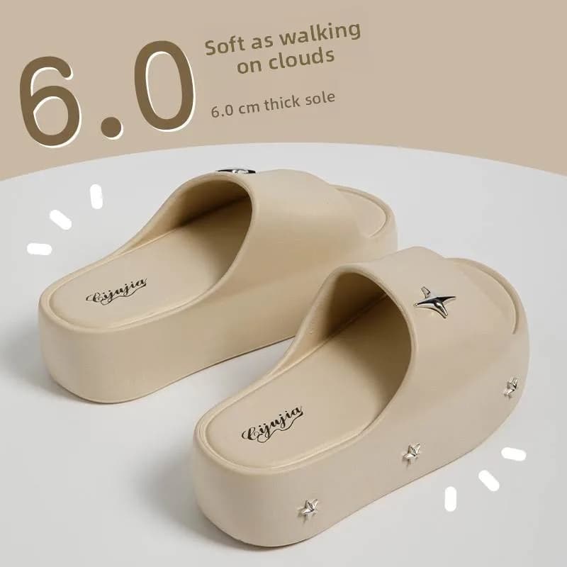 Sandali Donna alla Moda con Stelle, Estivi, Versatili per Esterni e Interni, Misura Piccola, con Zeppa e Suola Spessa, da Spiaggia