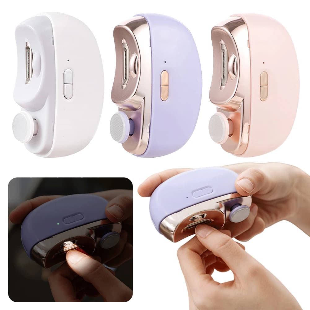3 in 1 electric nail cutter for smoothing and polishing with light automatic nail cutter Rechargeable nail cutter for children manicure