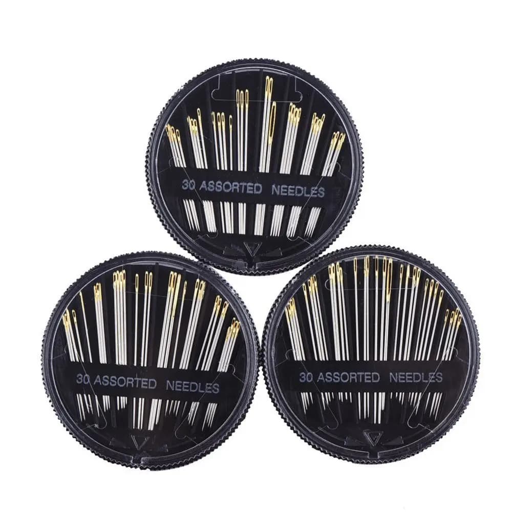 Set di 3 Aghi da Cucito a Mano Assortiti, 30 Pezzi, Aghi in Metallo con Occhiello Grande per Tappeti, Tela, Tappezzeria, Cappotti, Tende
