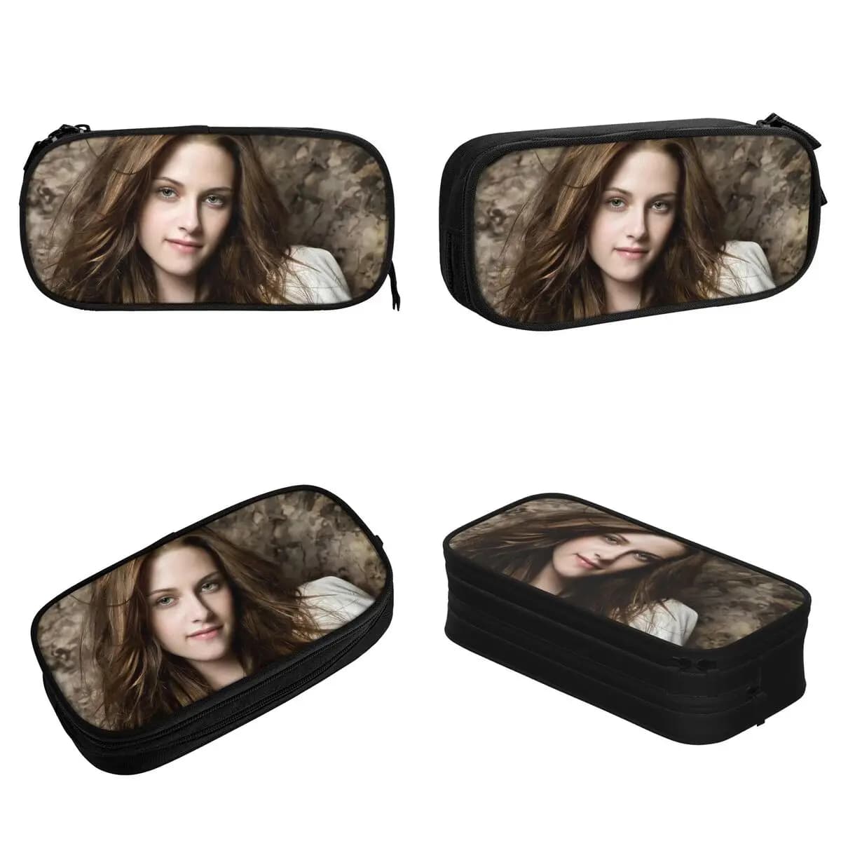 Kristen Stewart Astuccio creativo The Twilight Saga Bella Astuccio per penne per studenti Astucci per matite con cerniera per ufficio di grandi dimensioni