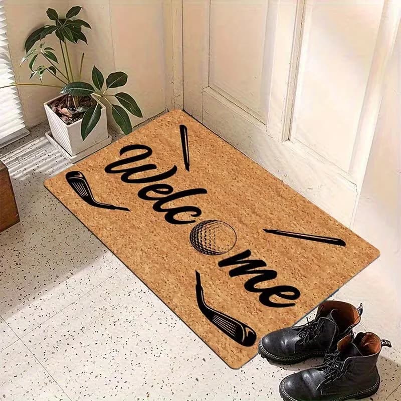 Tappeto d'ingresso per interni con design a pallina e mazza da golf, confortevole e perfetto per le tappeti della camera da letto di casa