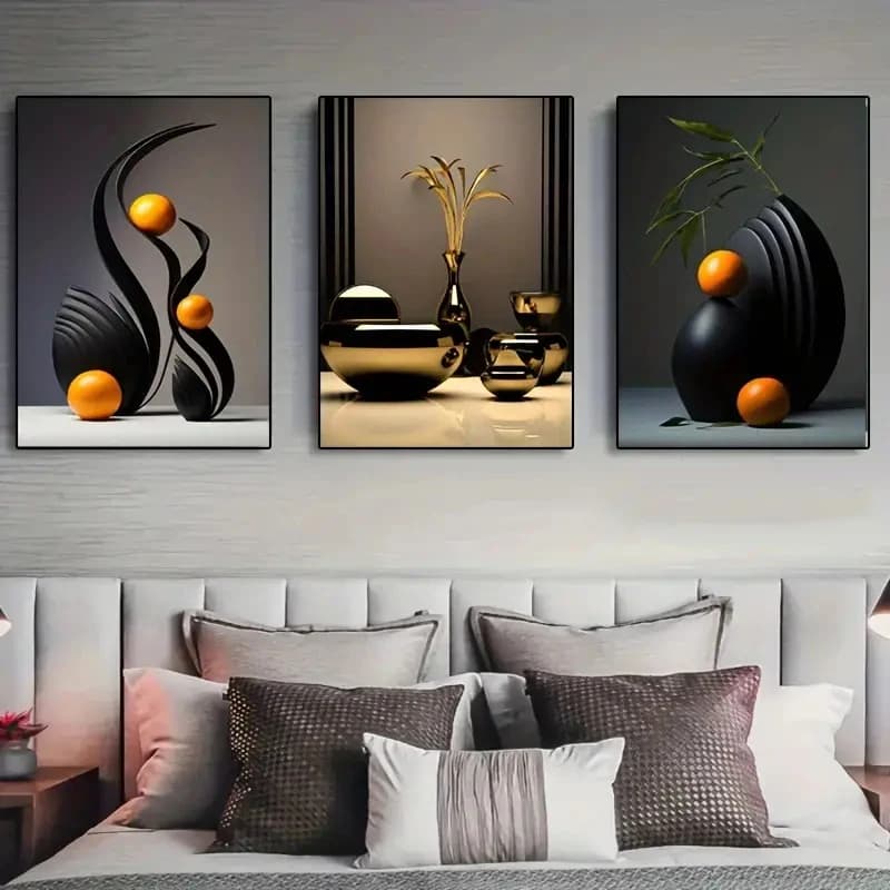 3 pcs/set abstract printing on canvas poster 3d ceramic wall art poster living room bedroom bathroom furniture