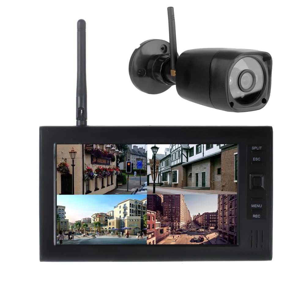 Sorveglianza wireless 2.4G 4CH Sistema di telecamere di sicurezza 720P Baby monitor con visione notturna a infrarossi Presente 1 monitor 1 telecamera