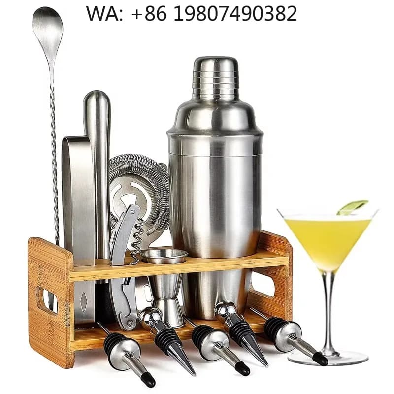 13Pcs Stainless Steel Bar Tool Mixing Kit With Display Stand Complete Cocktail Shaker Mixology Tools For Drink Hobby