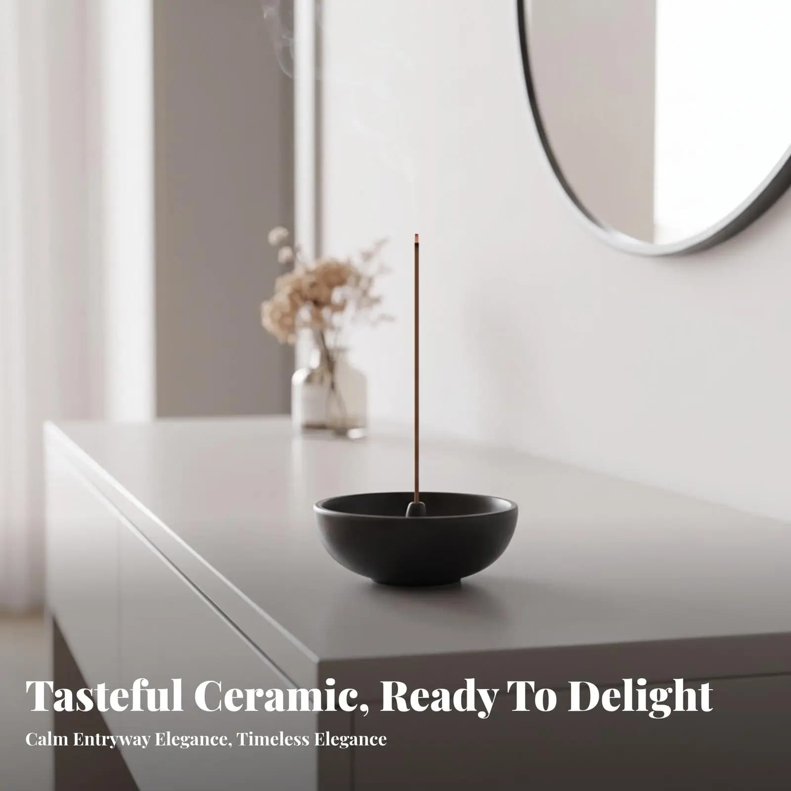 Round Ceramic Incense Holder for Sticks Lightweight Stable Base Candle Holder Alternative for Cozy Living Room Decor