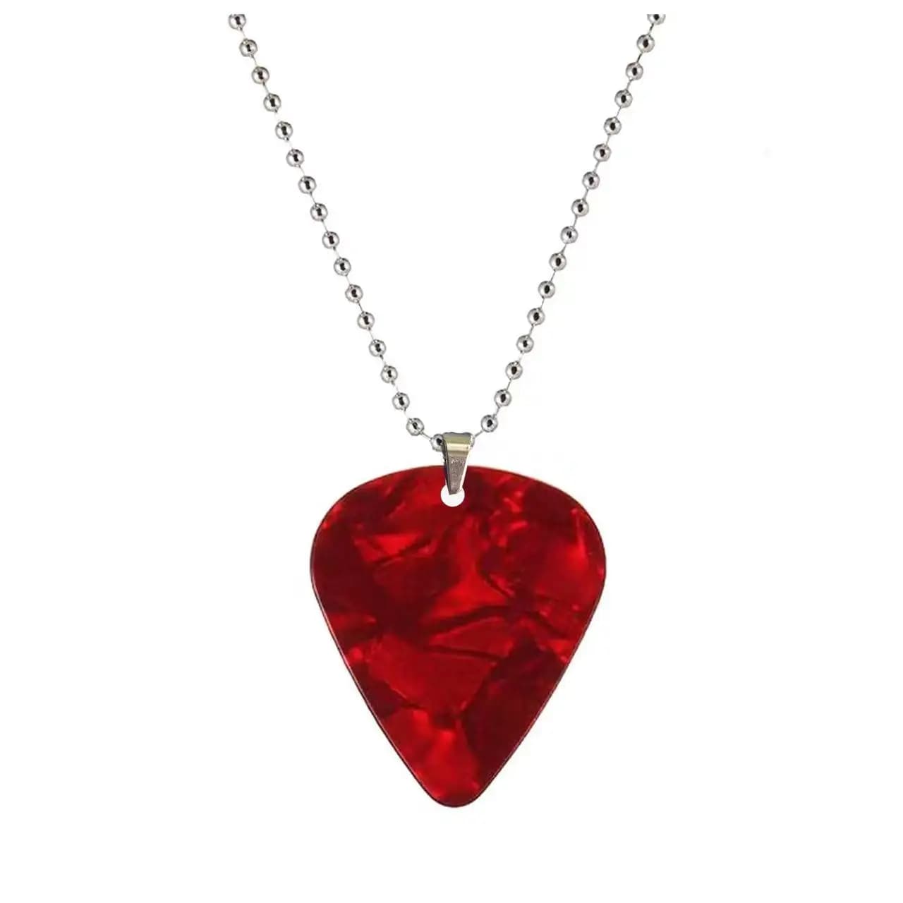 Moda colorata EddieMunson Plettro per chitarra Clavicola Collana con ciondoli Collana a catena per maglione con ciondolo a forma di cuore rosso per uomo e donna