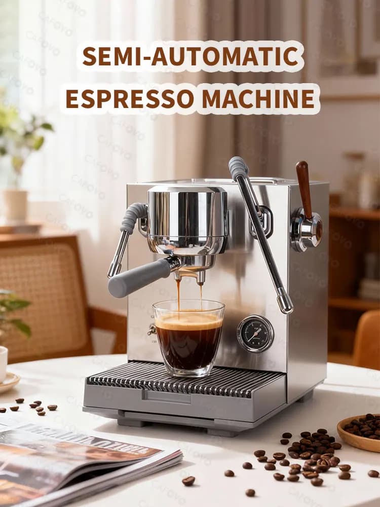 CAFOVO E120 Semi-automatic Coffee Machine ULKA 2 Pump 9Bar OPV System Three Boiler with OLED Display for Home Cafe Barista Coffe