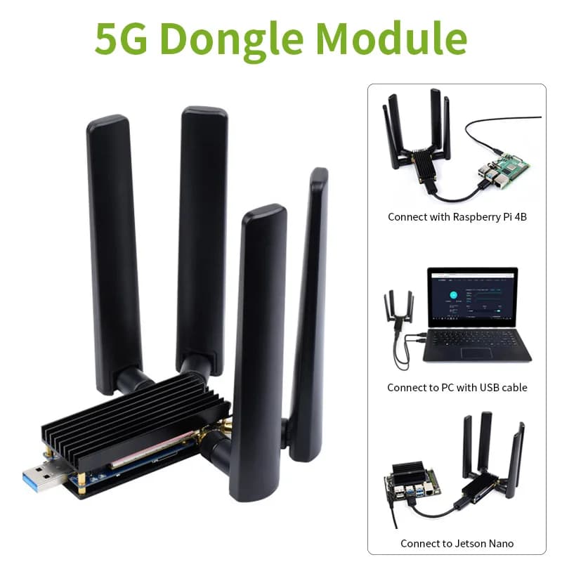 Module dongle 5G USB 3.1 to M.2 B key expansion card with 4 antennas Aluminum alloy housing for Raspberry Pi 4B Jetson Nano PC