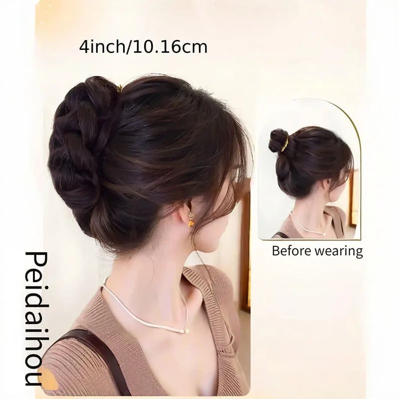 Synthetic Claw Clip Hair Bun Natural Fluffy Wig Hair Clip Black Brown Bun Head Wig Women Daily Use