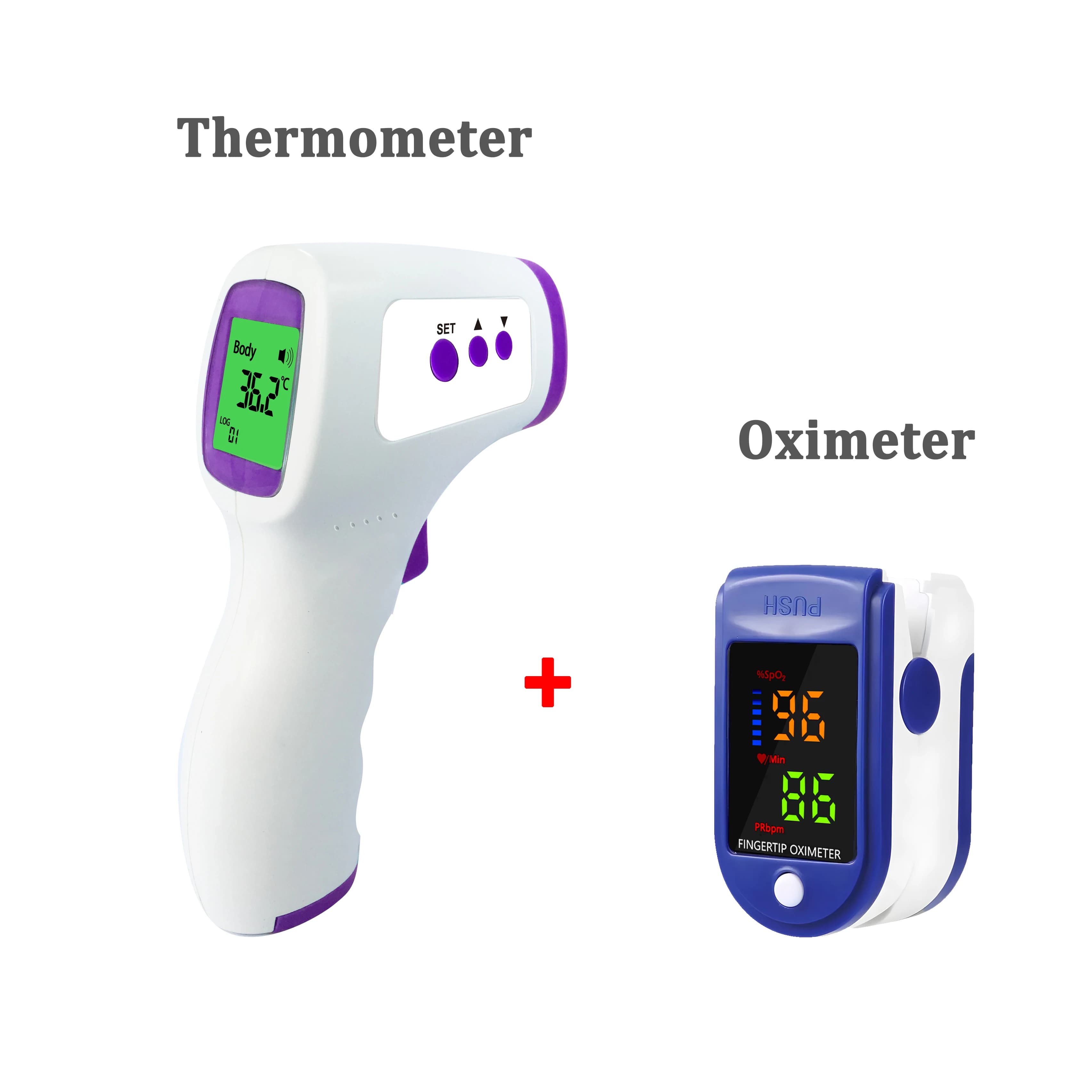 1pcs Forehead Temperature Gun Infrared Handheld Thermometer,Home Temperature Gun, Non-Contact Thermometer/Finger Pulse Oximeter