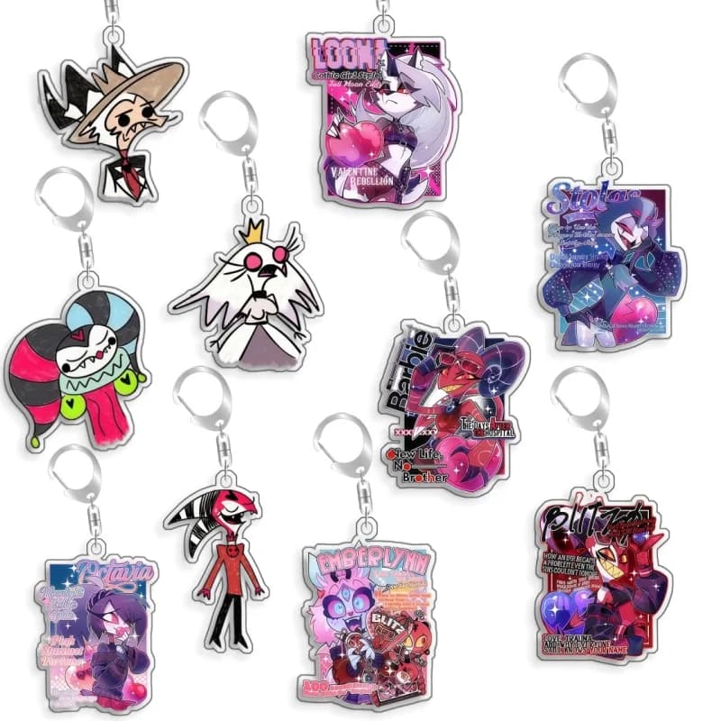 Hazbin Hotel Asmodeus Blitzo Fizzarolli Acrylic Selfmade Keychain Cute Backpack Pendant Key Chain Game Fans Gift Ornaments 5cm
