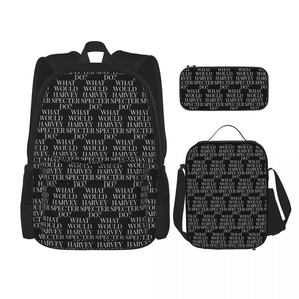 What Would Harvey Specter Do V2 Backpacks Boys Girls Bookbag School Bags Rucksack Lunch Bag Pen Bag Three-Piece Set