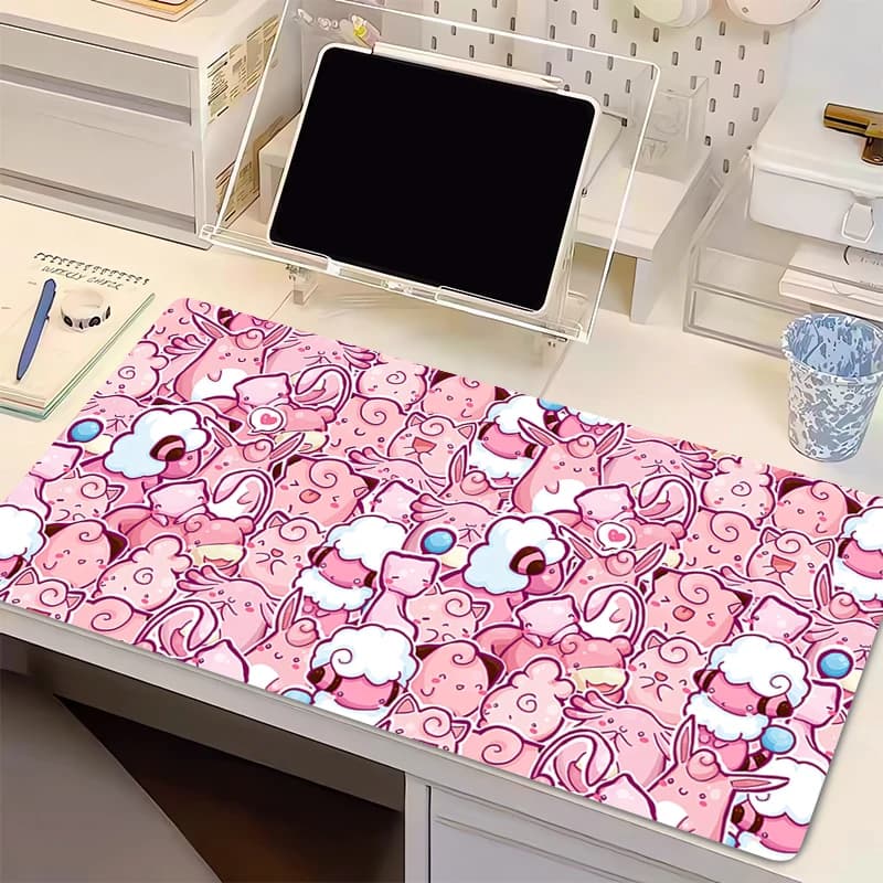 Natural Rubber Mouse Mat Anime Tablet Varmilo Keyboard Mat Kawaii Game Laptop Accessories Pokemon Jigglypuff Mousepad