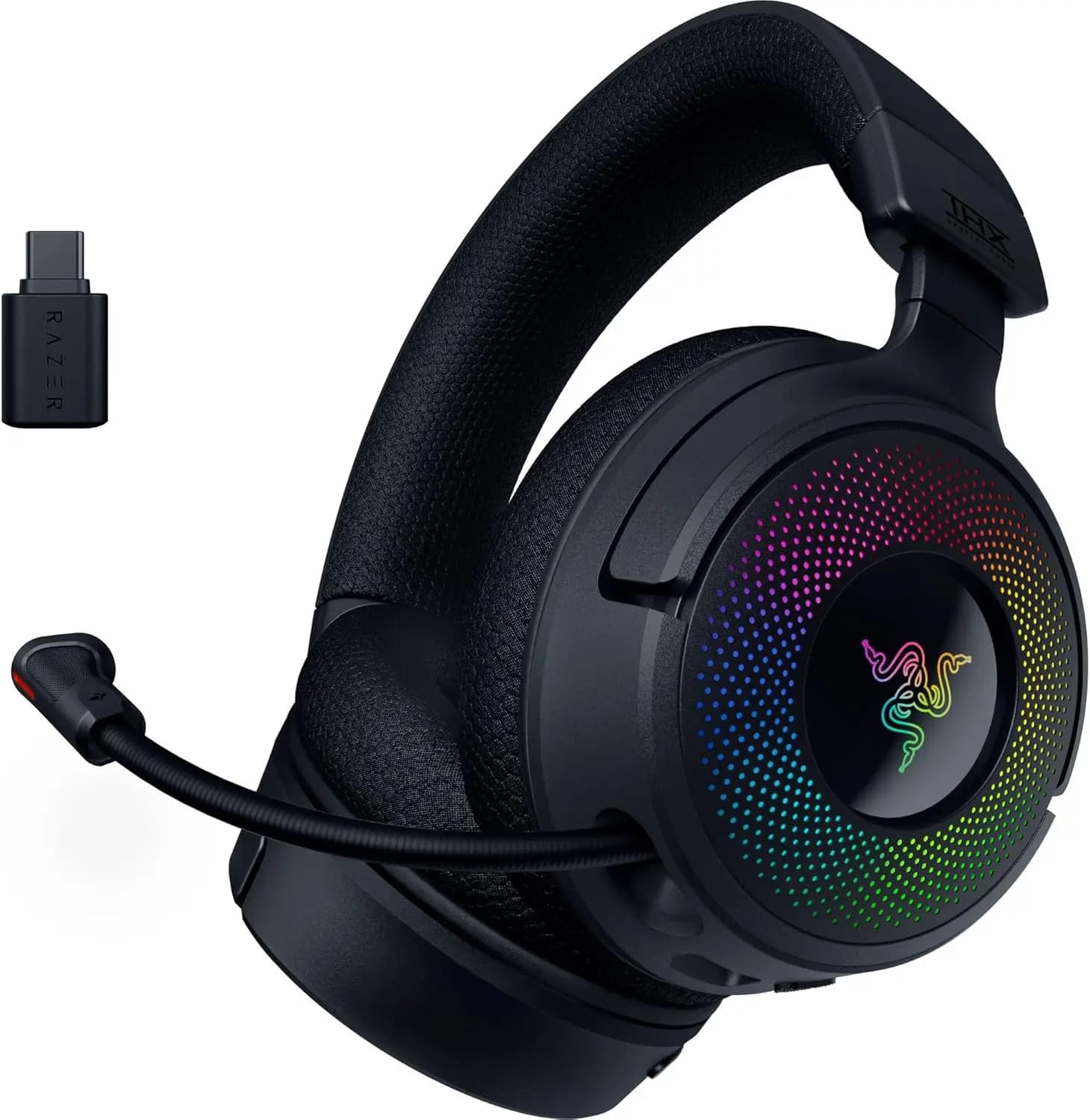 Premium Wireless Gaming Headset: 2.4GHz, Bluetooth, USB - Super Wideband Mic - 40mm Drivers - RGB - PC, PS5, Switch, Smartphone - Black