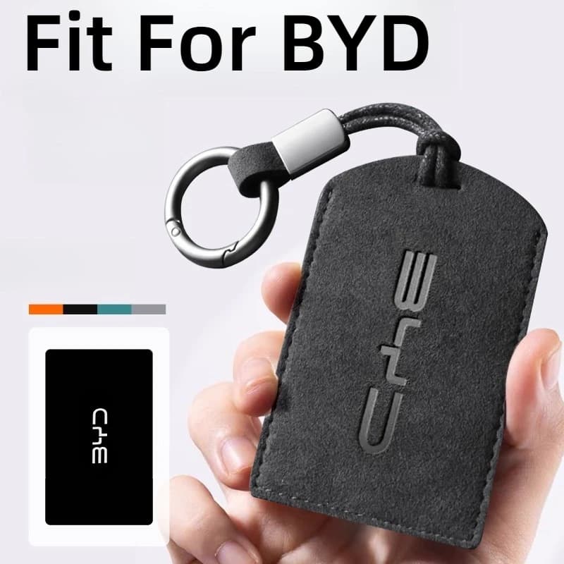 Misura per BYD Seal Han EV Sealion 7 Song Plus Atto 3 Portachiavi per auto NFC Smart Card Custodia protettiva in pelle scamosciata