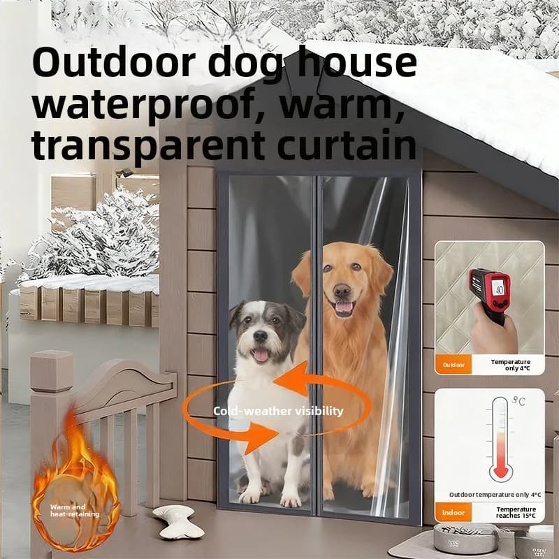 Tenda per Porta di Cuccia per Cani, Antivento, Impermeabile, Calda per l'Inverno, in PVC Trasparente, per Esterni e Casa, Personalizzabile con Chiusura Magnetica