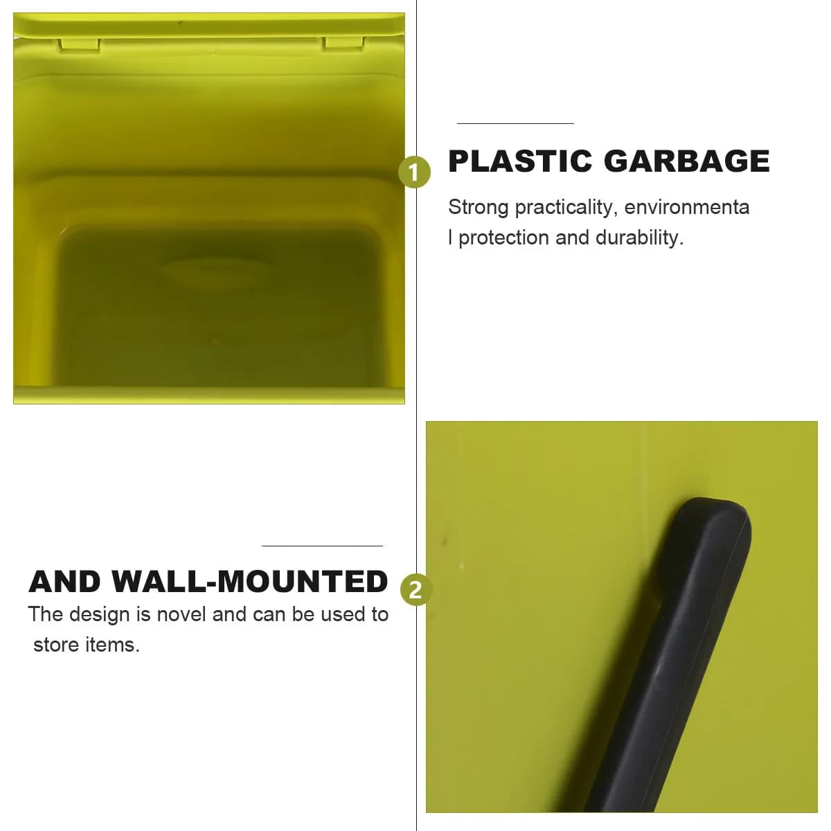 Cestino per Rifiuti da Cucina Sospeso, Contenitore Portatile in Plastica con Coperchio, Porta Rifiuti Salvaspazio da Parete per Casa