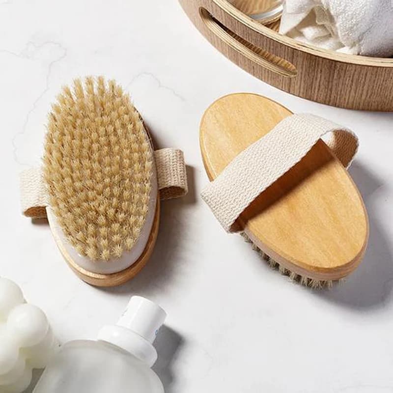 Spazzola per il corpo per pelle bagnata e asciutta, setole naturali di maiale, esfoliante per la pelle, massaggio corpo, strumento per la pulizia e la SPA, per cellulite e drenaggio linfatico