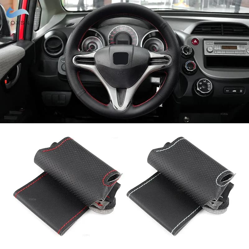 Per Honda Fit Jazz City 2009 - 2013 Insight 2010-2014 coprivolante per auto in pelle perforata cucita a mano treccia protettiva