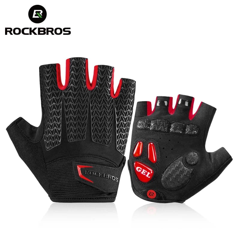 Guanti da Ciclismo ROCKBROS con Touch Screen, Guanti MTB Primaverili e Autunnali, Imbottitura in GEL Antiurto, Mezze Dita