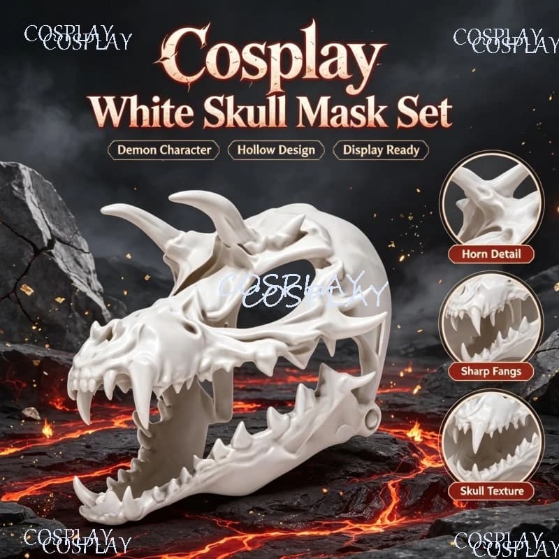 Halloween Theme Party Shooting Scary Devil Roleplay Fire Demon Mask Horror Fantasy Cosplay Face Mask Character Accessory Comic