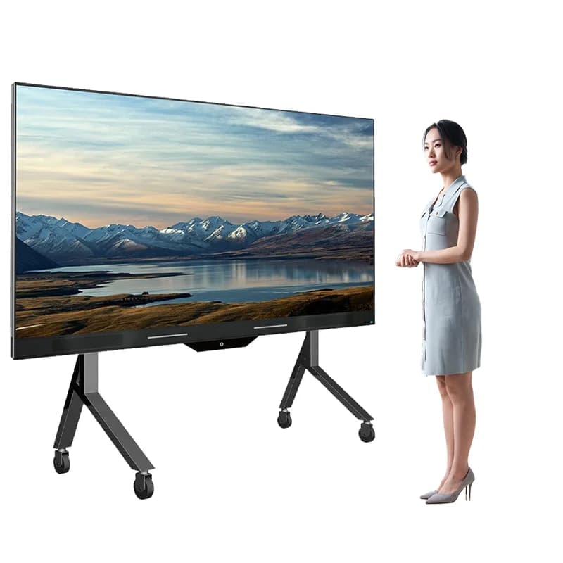 Floor-Standing TV Stand,85-Inch 4K LCD All-in-One Interactive Screen Panel Projector School Meeting Smart TV Board 20-Point Touc