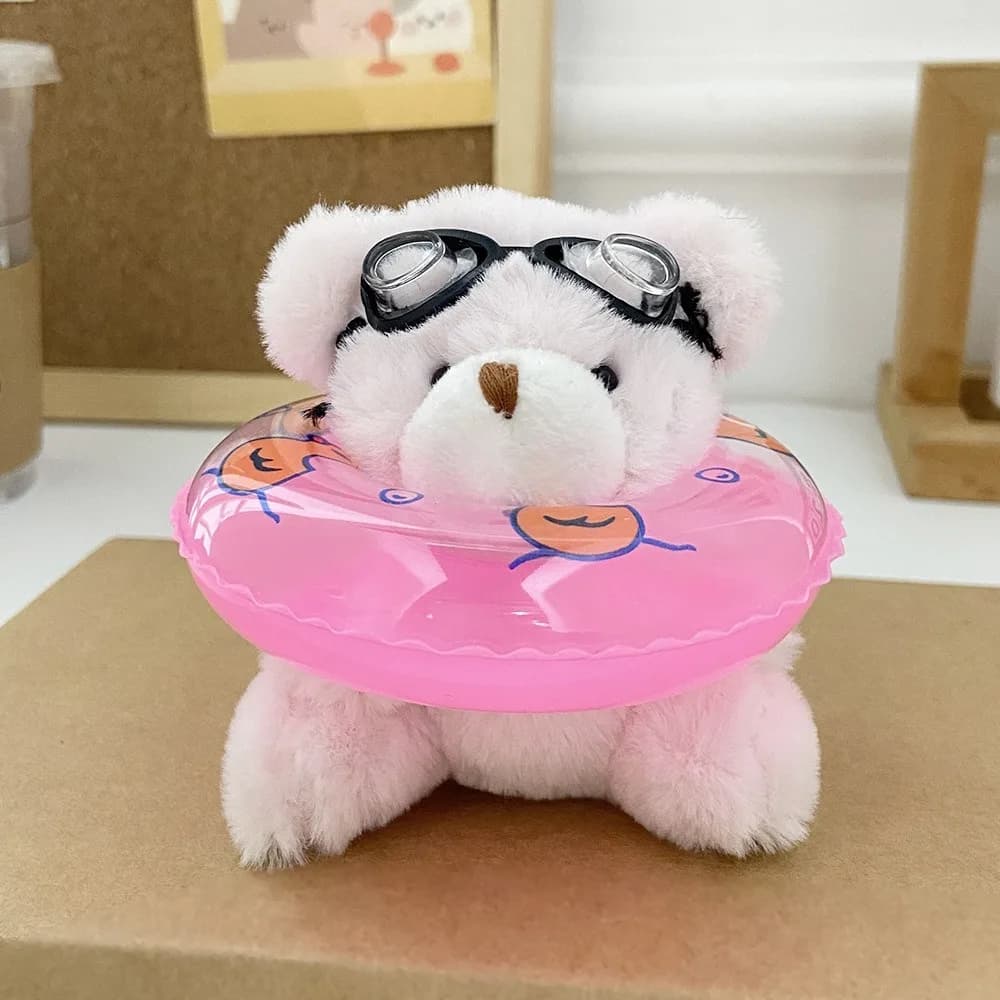Kawaii PVC Bearing with Swimming Eyelets, Animal Pendant Padded Korean Style, Transparent Bearing Keychain for Daily Use