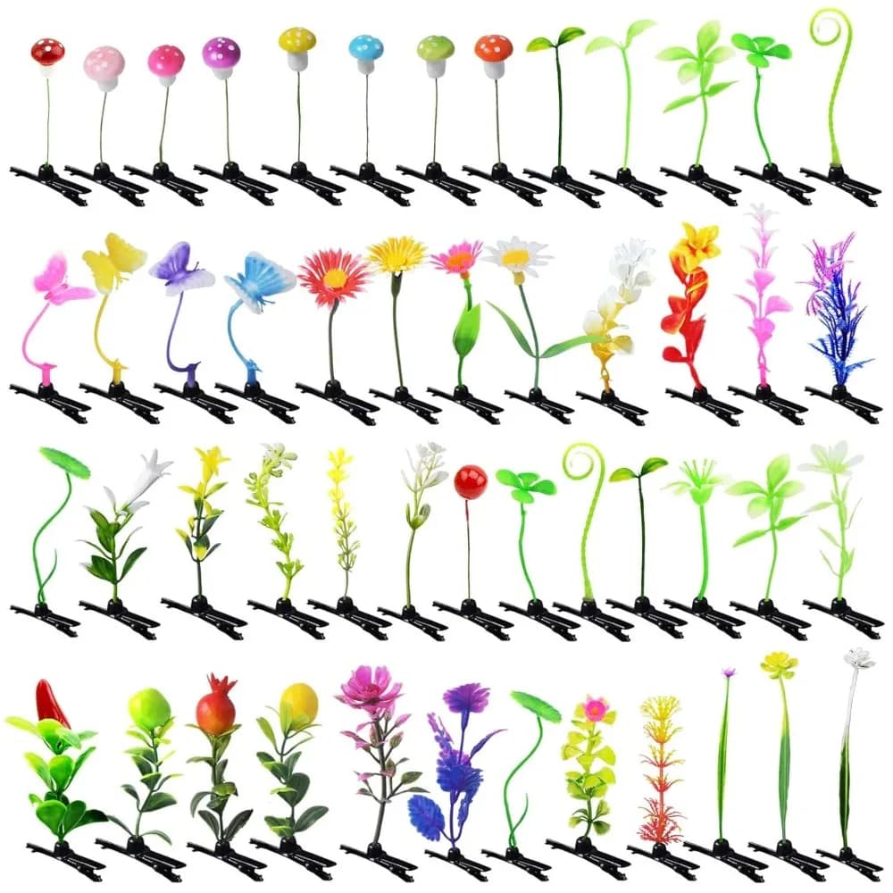 50 pz Fermagli Per Capelli Germoglio di Fagioli Stile Misto Pianta Rave Forcelle Fiore Pianta Clip di Capelli Divertente Farfalla Fungo Copricapi Capelli