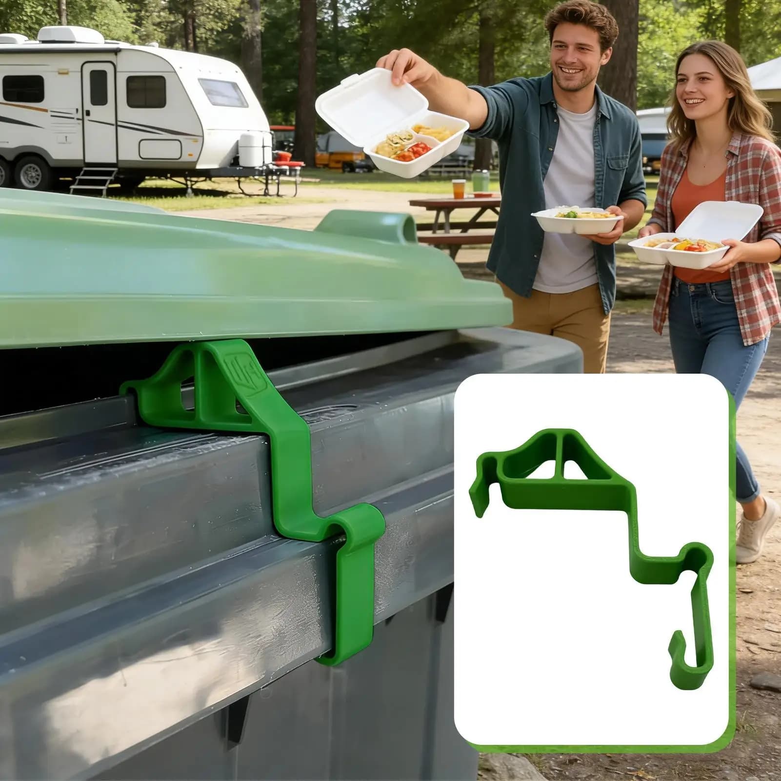Supporto Distanziatore per Coperchio Bidone Rifiuti con Circolazione d'Aria, Morsetto per Pattumiera, Ideale per Cucina, Ristorante, Appartamento, Parco, Area Residenziale