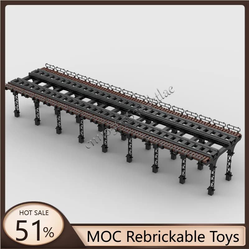 1991 PCS MOC Medieval City Building Brick Series Railroad Bridge Architecture Modular Children Assembly Toy Set Christmas Gifts