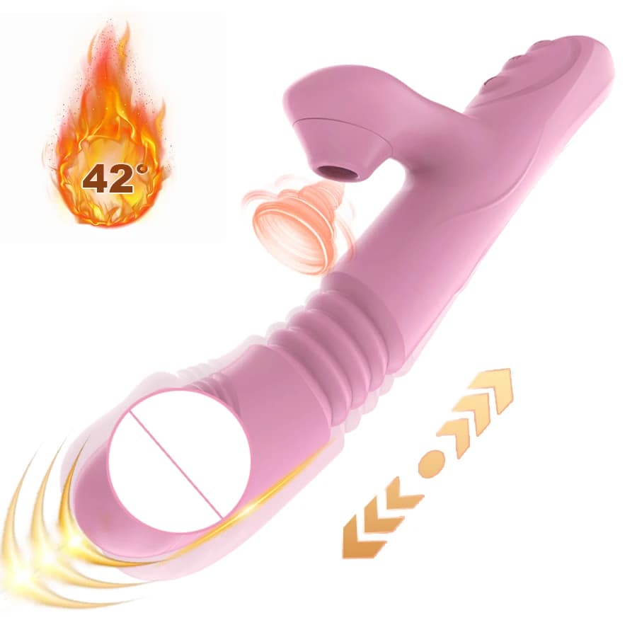 Riscaldamento Giocattolo Del Sesso Vibratore Del Dildo per Le Donne Stimolazione di Succhiare Il Clitoride Rotazione del Punto G Massaggio Telescopico Piacere Femminile