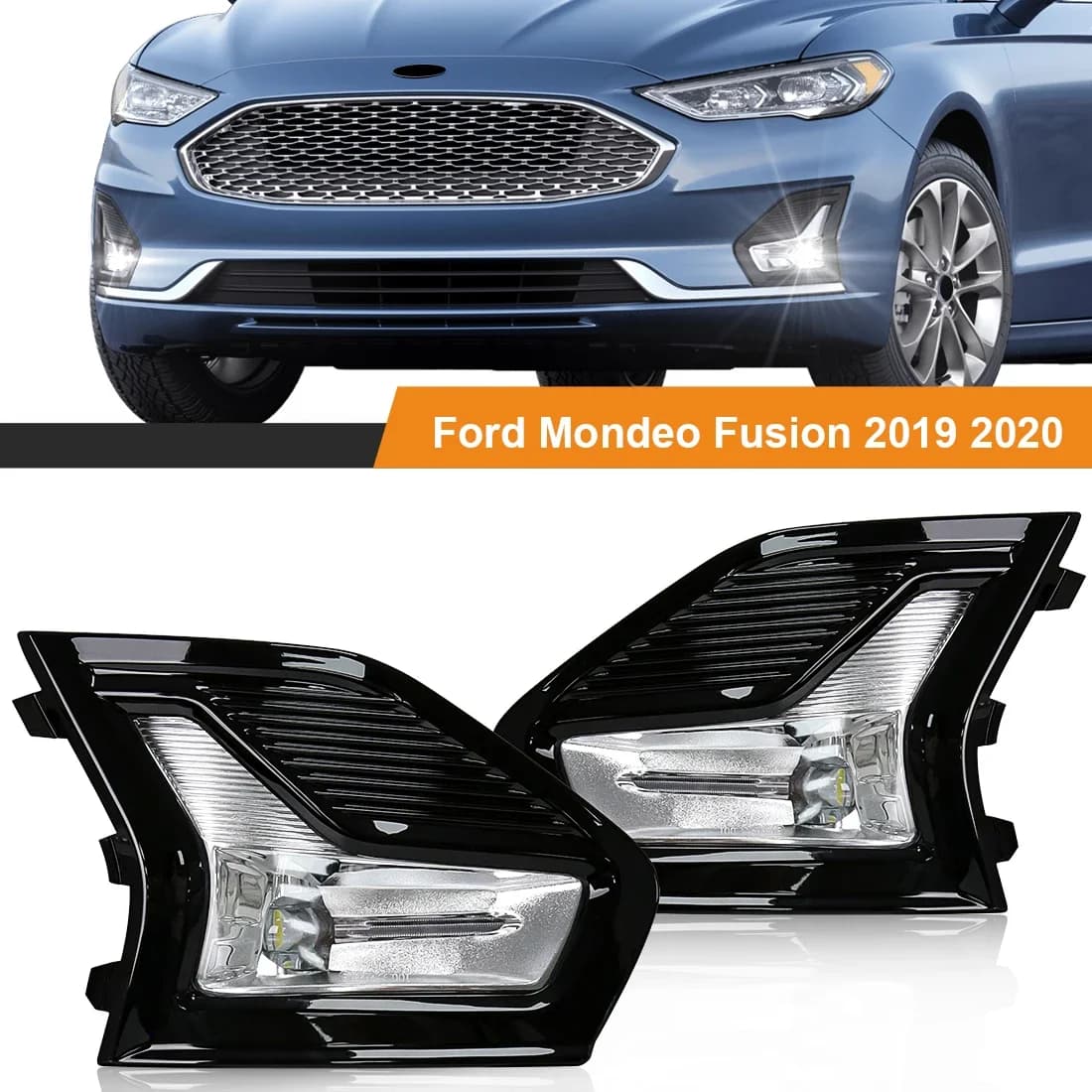 Fendinebbia a Led per Ford Mondeo Fusion 2019 2020 luce di marcia diurna DRL Car Front Driving Daylight Covers Frame Wire Switch 12V