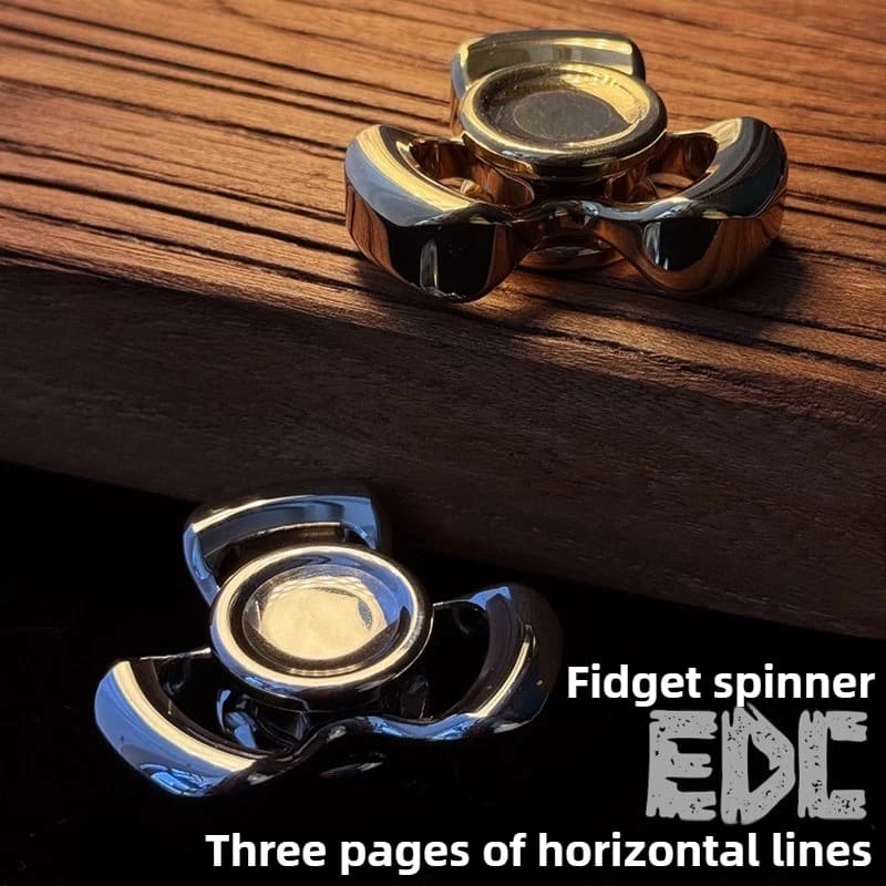 Giocattolo di decompressione Fidget Spinner in metallo meccanico lucido in ottone lucido a tre pagine Horizon EDC