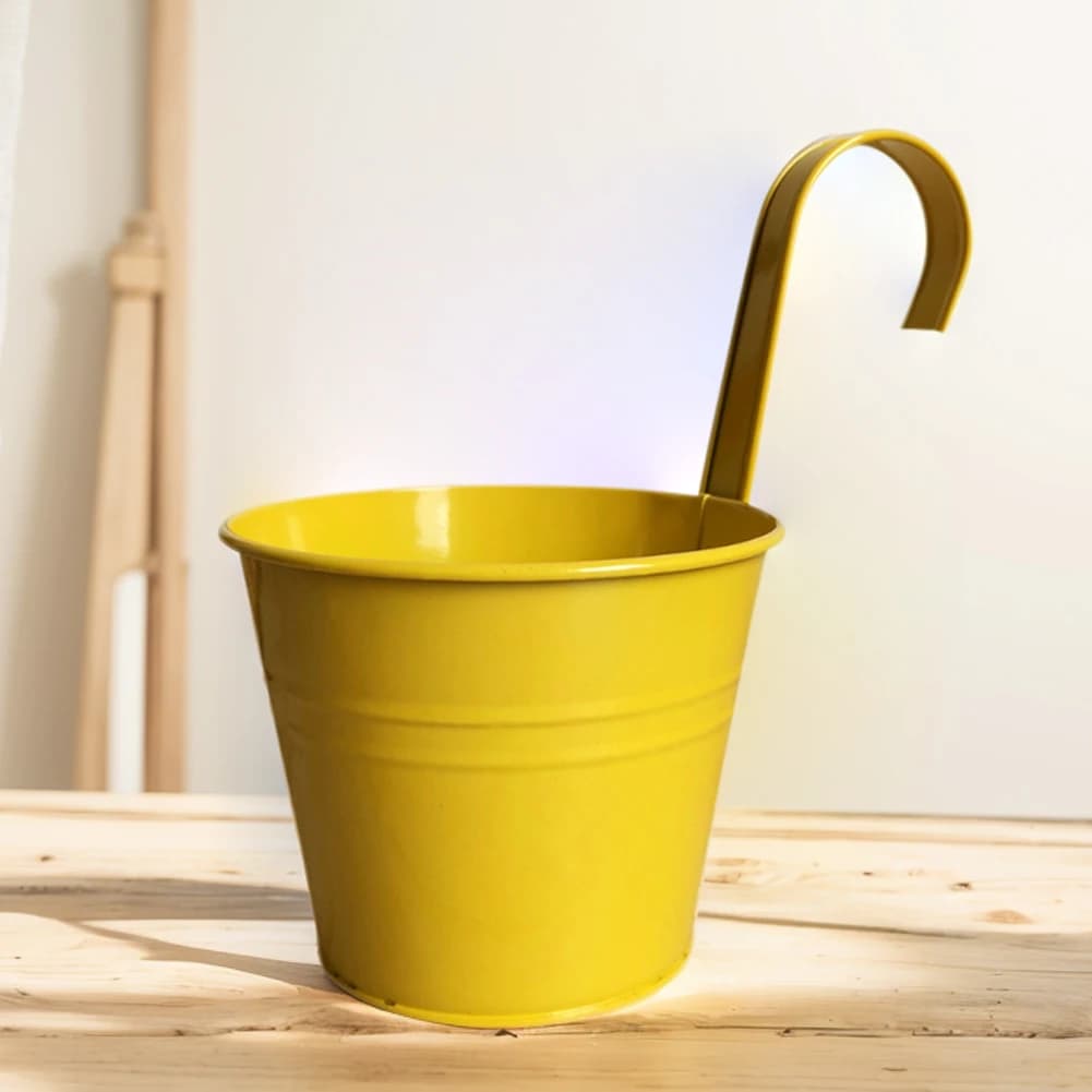 6/10Pcs Hanging Flower Pots Iron Flower Bucket Detachable Hook Fence Hanging Planters with Drainage Hole for Home Garden Decor