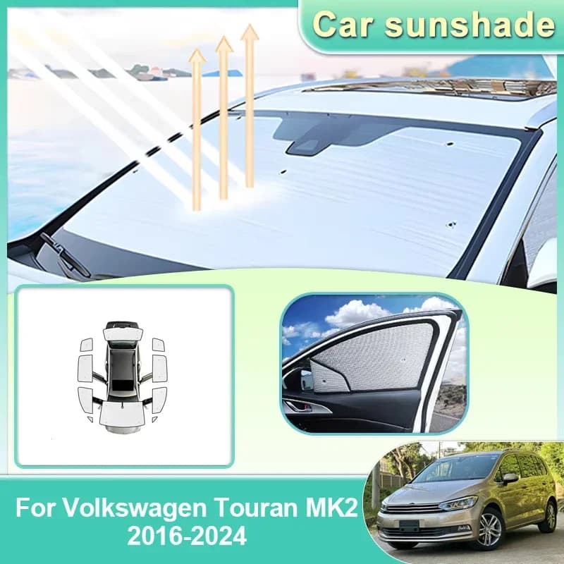 Car Sun Shade For Volkswagen VW Touran MK2 2016-2018 2017 Visor Windshield Sunscreen Heat Insulation Sunshade Anti-UV Protection