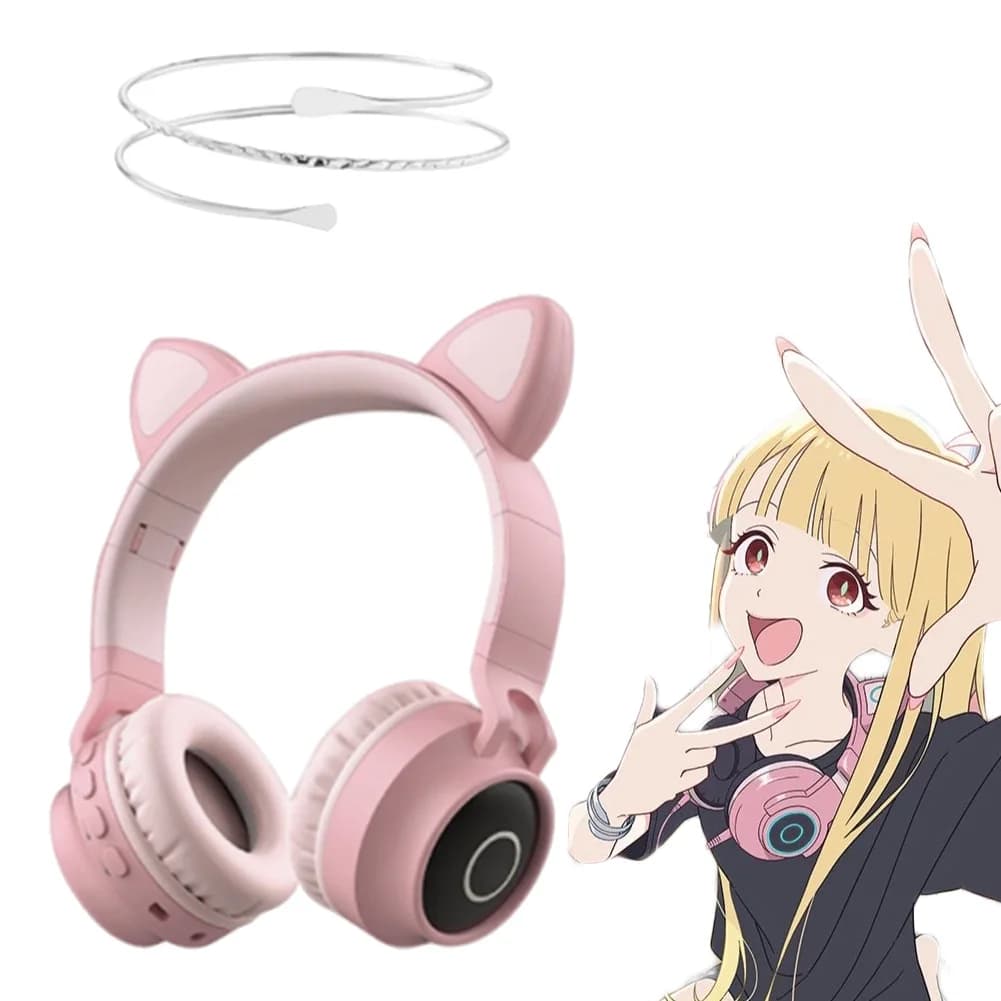 Over-ear Headphones and Pink Bracelet for Cosplay by Princess Cosmics Kaguya, Halloween Costume Accessories and Carnival